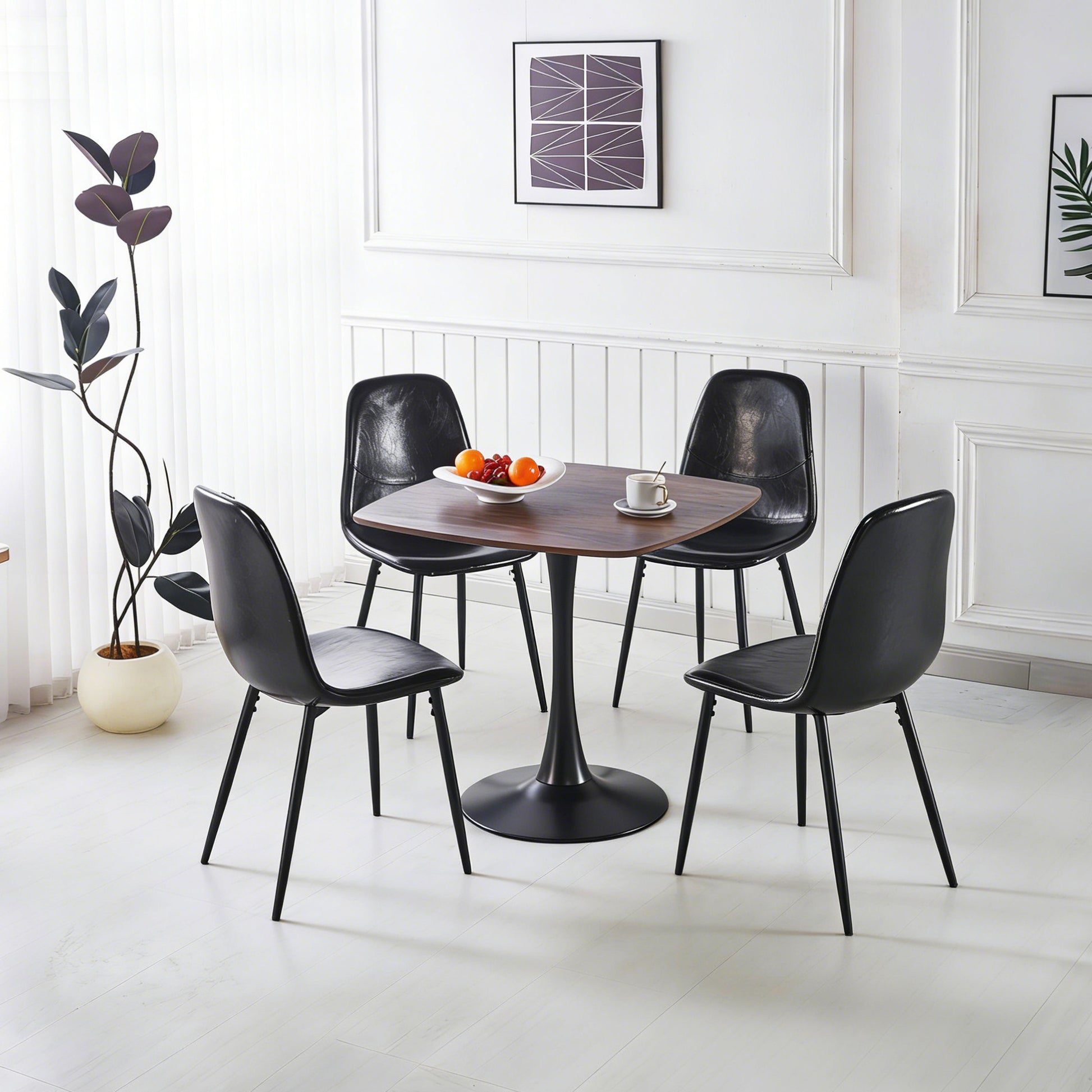 1+4,5pieces dining set, Table metal leg Mid-century Dining Table for 4-6 people With MDF Table Top, Pedestal Dining Table, End Table Leisure Coffee Table