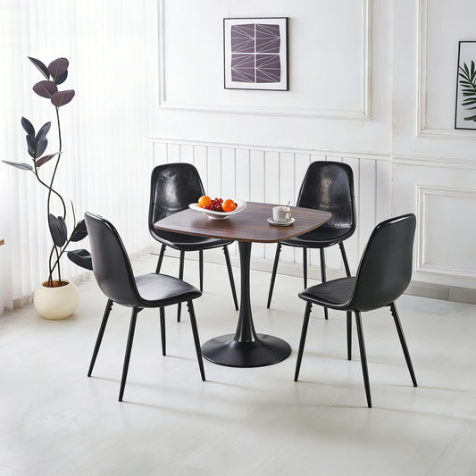 1+4,5pieces dining set, Table metal leg Mid-century Dining Table for 4-6 people With MDF Table Top, Pedestal Dining Table, End Table Leisure Coffee Table