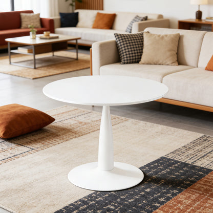 Matte White Mid-Century Dining Table - 4-6 People