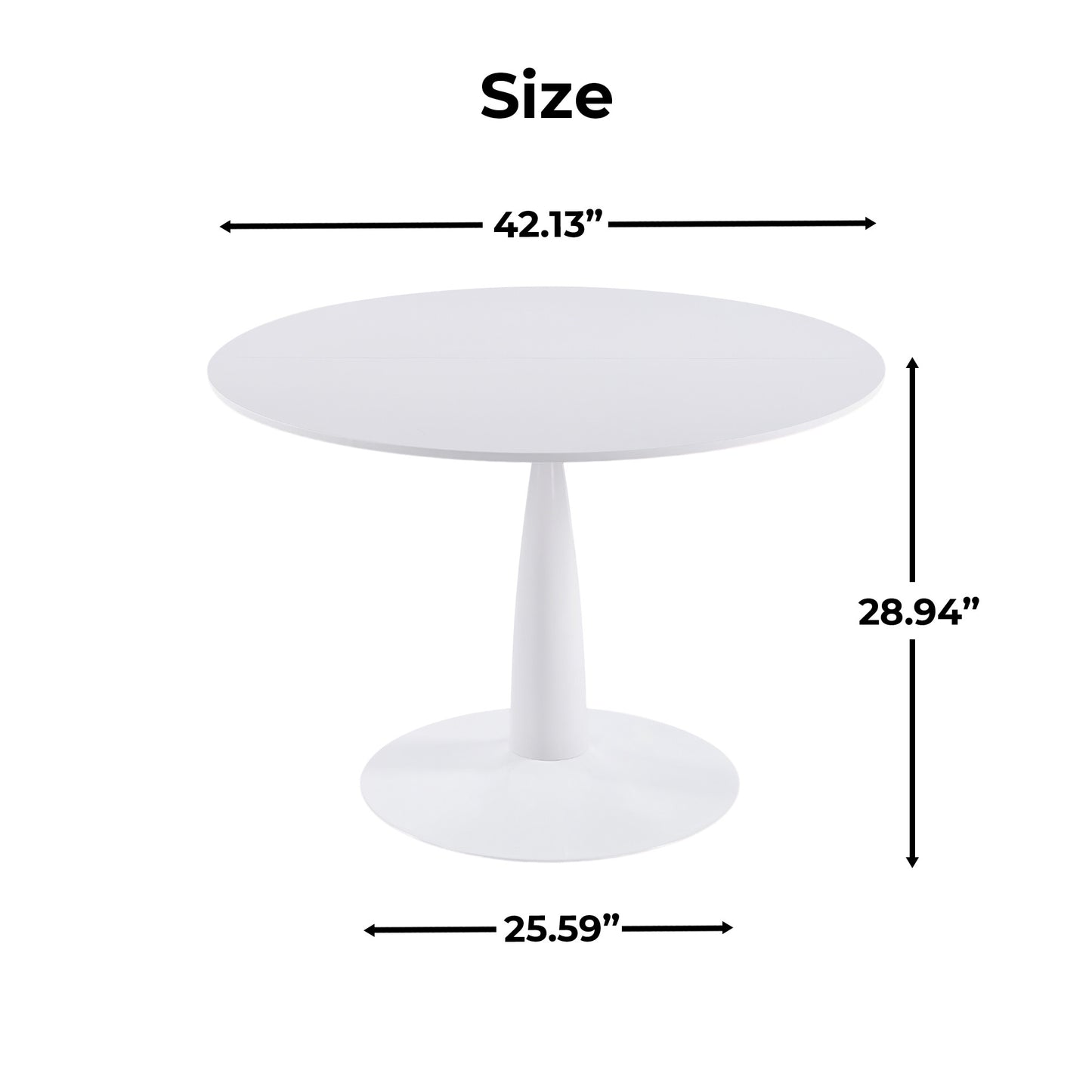 Matte White Mid-Century Dining Table - 4-6 People