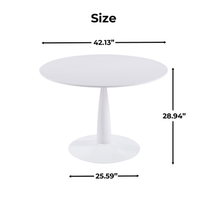 Matte White Mid-Century Dining Table - 4-6 People