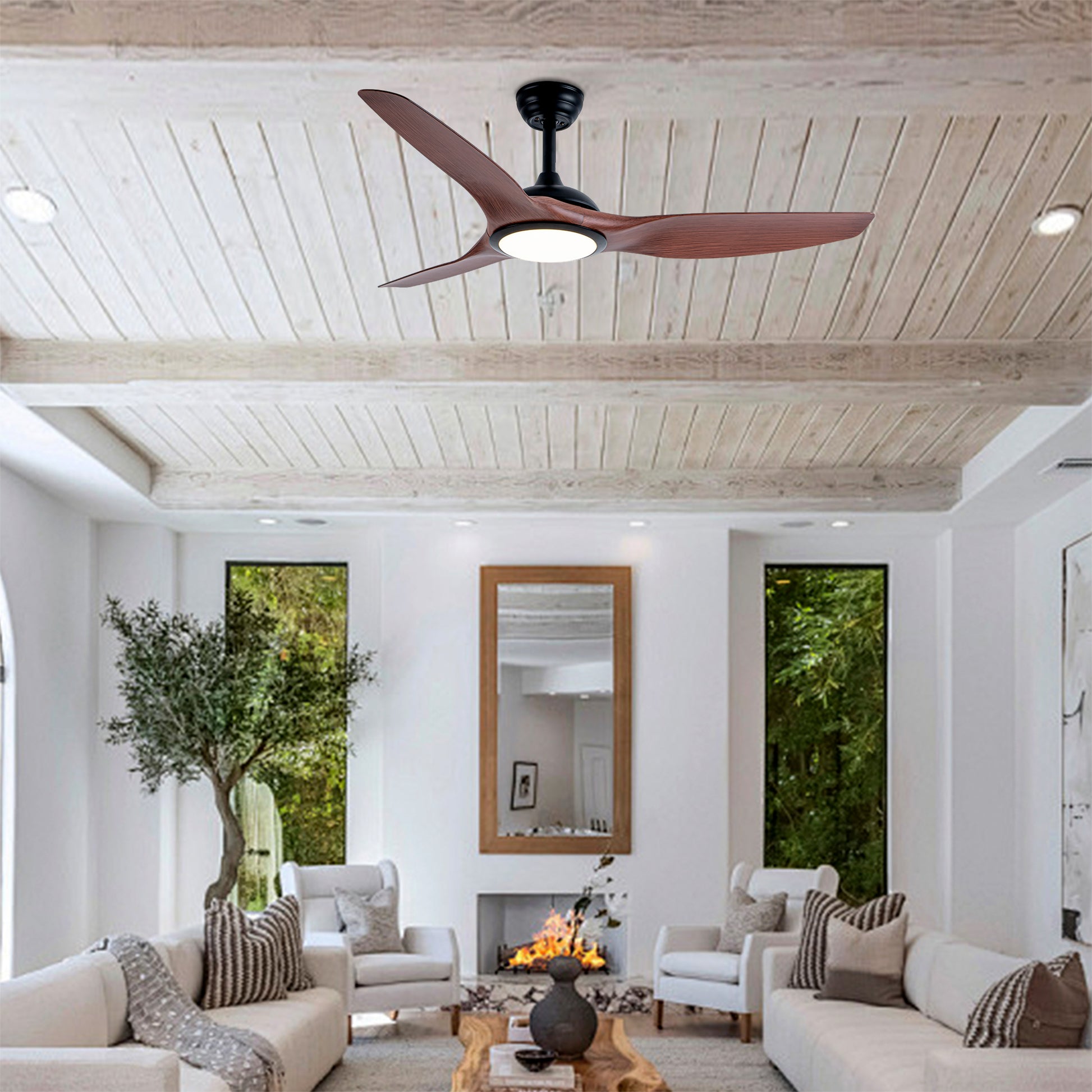 52 Inch ABS Blades Ceiling Fan - Matte White, Remote Control