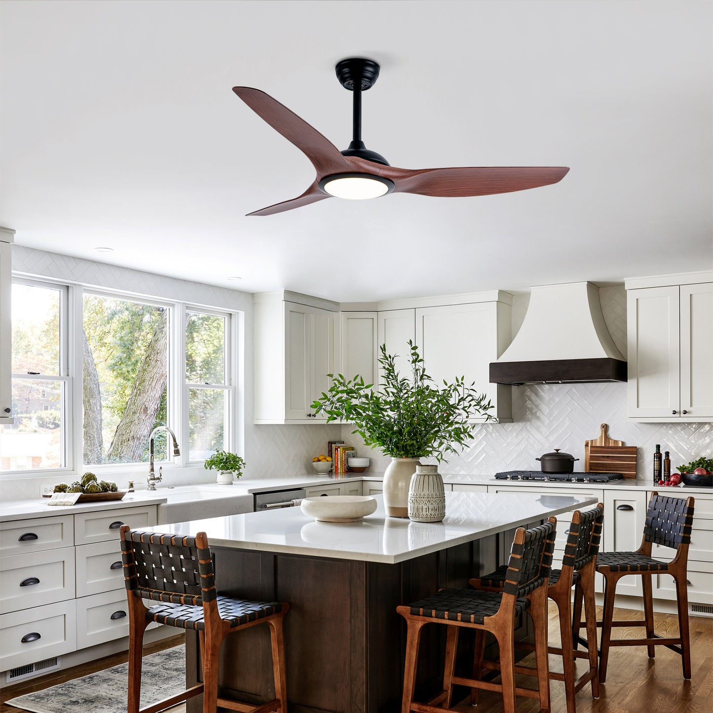 52 Inch ABS Blades Ceiling Fan - Matte White, Remote Control