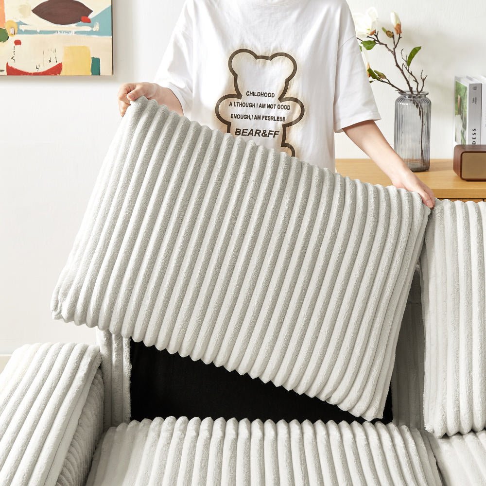71" Plush Corduroy Sofa - Storage & USB Port