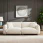 Oversized Loveseat Sofa for Living Room, Sherpa Sofa with Metal Legs, 3 Seater Sofa, Solid Wood Frame Couch with 2 Pillows, for Apartment Office Living Room - White
