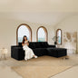104.3*68.9"Modular sectional sofa seat,Upholstered compressed couch for living room,Bedroom,Apartment,No assembly required,2PC free combination,Plush corduroy fabric,BLACK