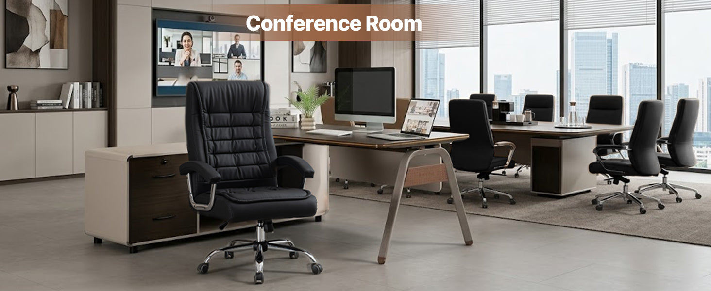 Executive Office Chair Black PU Leather - Ergonomic Swivel Desk Chair