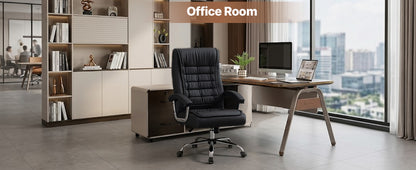 Executive Office Chair Black PU Leather - Ergonomic Swivel Desk Chair