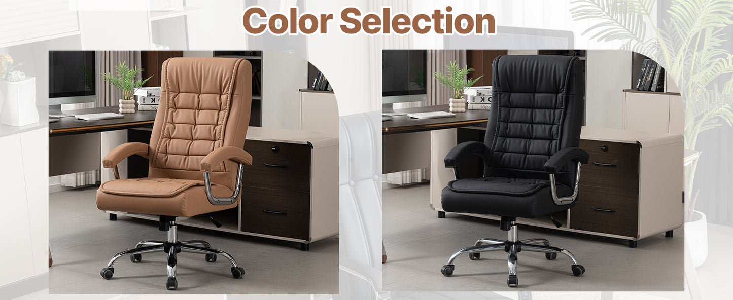 Executive Office Chair Black PU Leather - Ergonomic Swivel Desk Chair