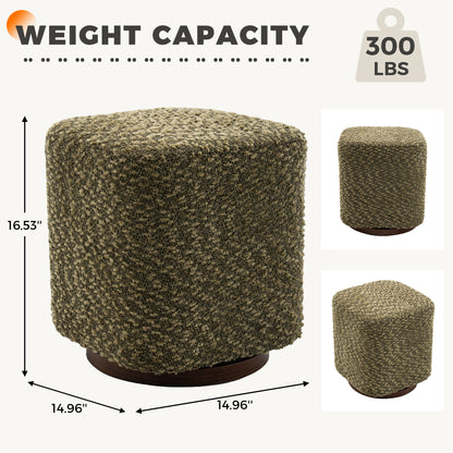 Olive Polyester Swivel Vanity Stool - Makeup Chair & Footrest for Bedroom