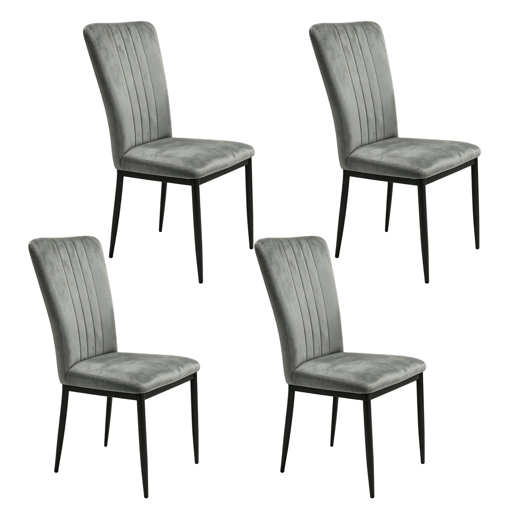 Dining Chairs Set of 4 Modern Velvet Upholstered Chairs with Metal Le  gs Adjustable feet for Dining Room Kitchen  Dark  Gray