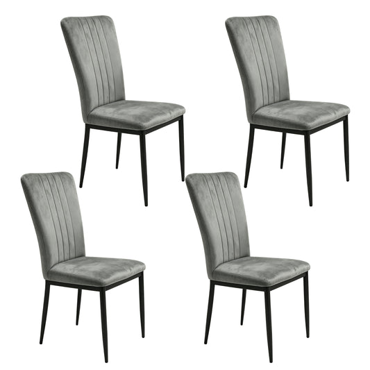 Dining Chairs Set of 4 Modern Velvet Upholstered Chairs with Metal Le  gs Adjustable feet for Dining Room Kitchen  Dark  Gray