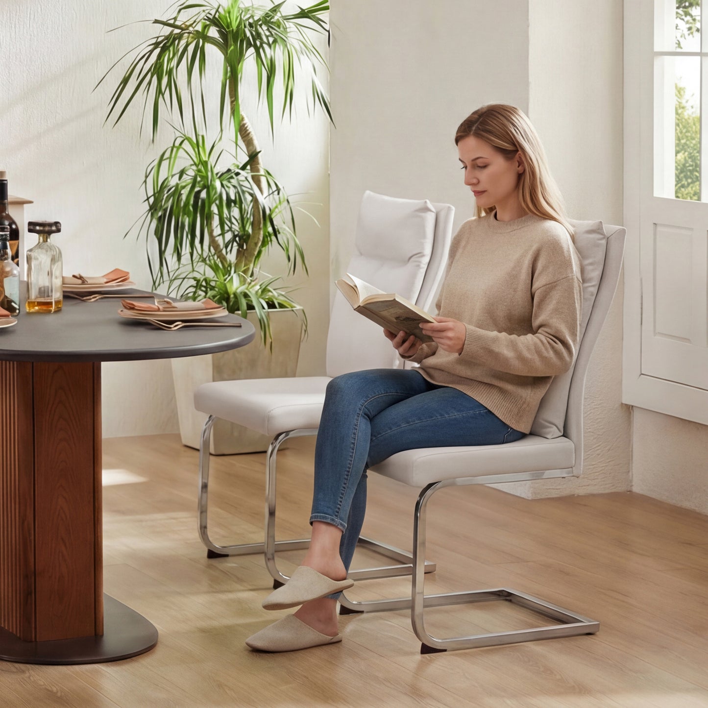 White Dining Chairs Set of 2 - Contemporary Style