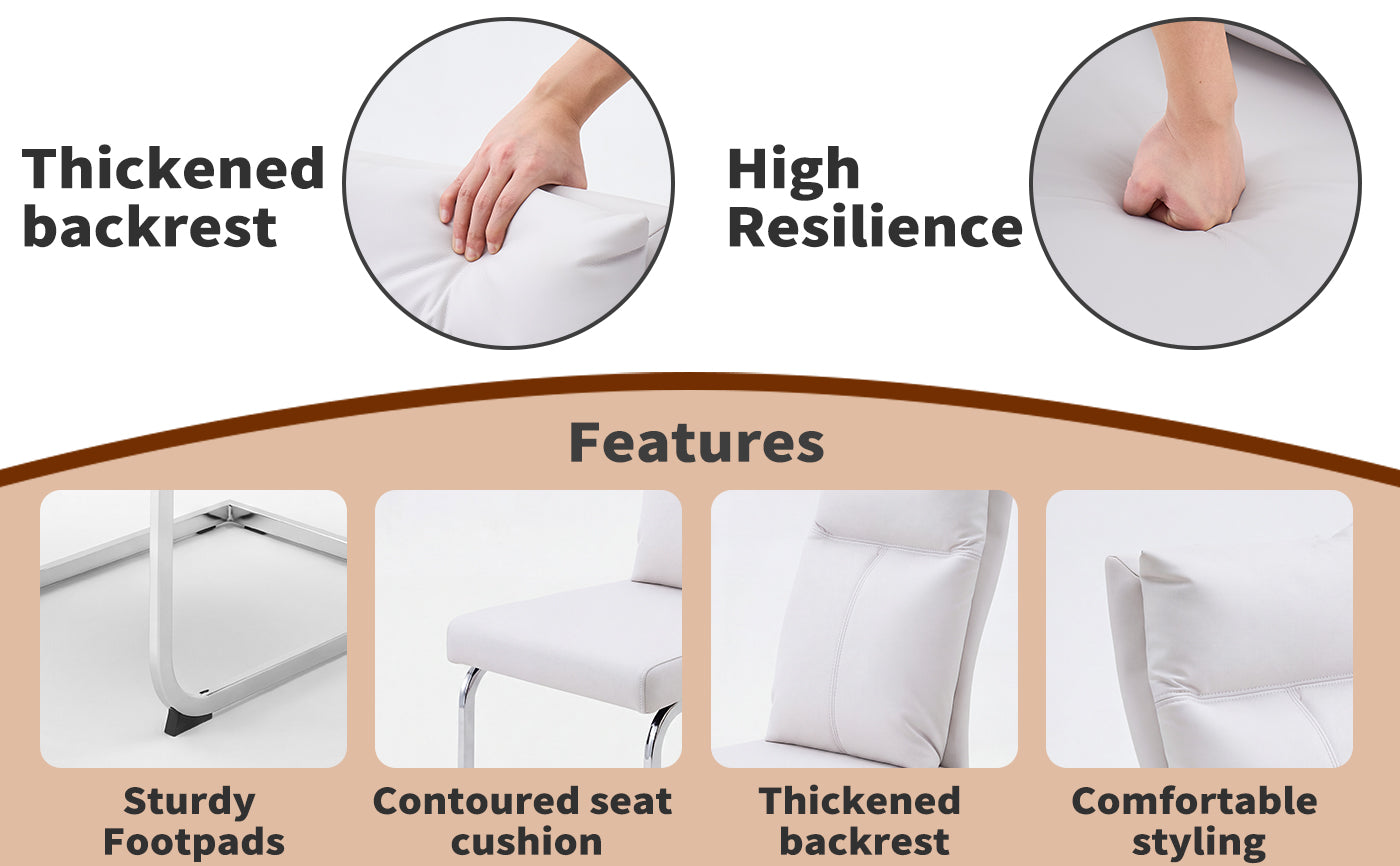 White Dining Chairs Set of 2 - Contemporary Style