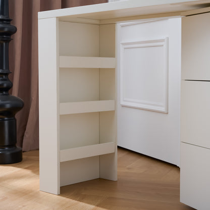 6-Drawer White Vanity Dresser Combo - L-Shaped Desk & Storage for Living Room