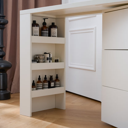 6-Drawer White Vanity Dresser Combo - L-Shaped Desk & Storage for Living Room