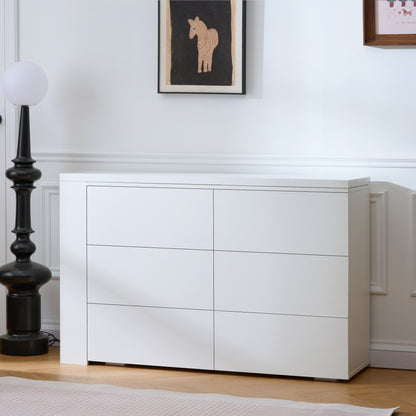 6-Drawer White Vanity Dresser Combo - L-Shaped Desk & Storage for Living Room