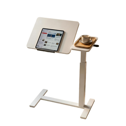 Adjustable Height Computer Desk - White Rectangular Table for Living Room