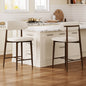 Counter Height Bar Stools Set of 2, Upholstered Counter Stools Modern Barstools with Metal Legs for Kitchen Island Dining Room, Beige