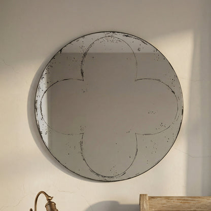 36 Inch Black and White Wall Mirror - Industrial Style