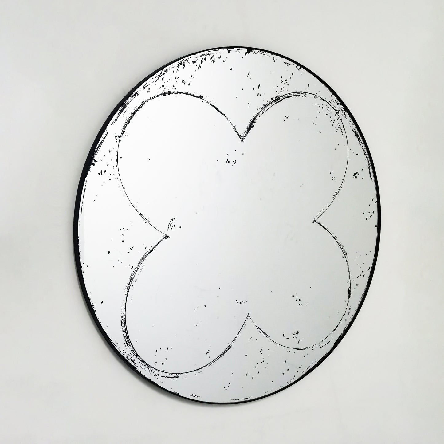 36 Inch Black and White Wall Mirror - Industrial Style