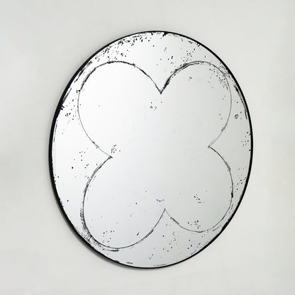 36 Inch Black and White Wall Mirror - Industrial Style