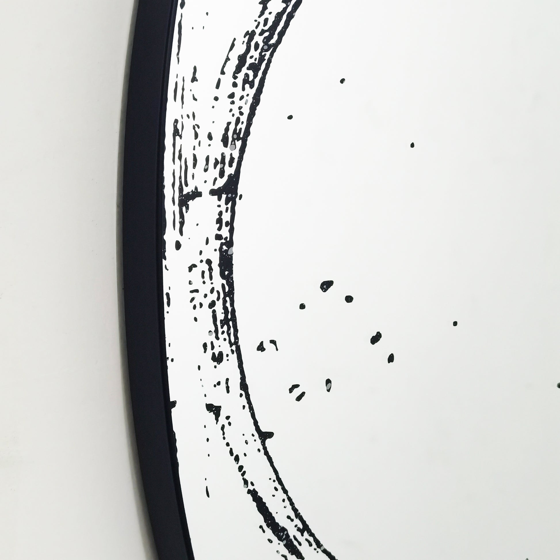 36 Inch Black and White Wall Mirror - Industrial Style