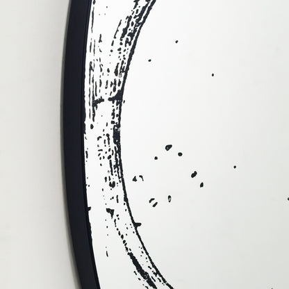 36 Inch Black and White Wall Mirror - Industrial Style