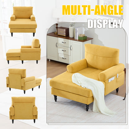 Mustard Yellow Chenille Recliner Sofa for Living Room Relaxation