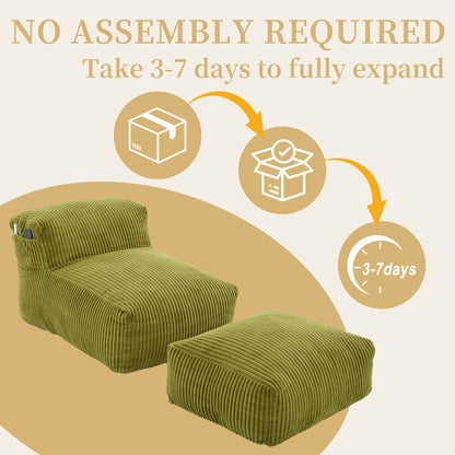 Olive Corduroy Bean Bag Chair - 1 Seat
