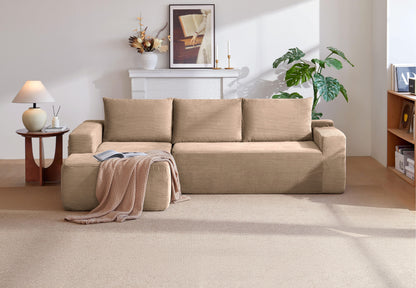 Cloud Sectional Couch with L-Shape Chaise,Modern Modular Sofa with Deep Seat, Upholstered Couches for Living Room Bedroom,No Assembly Required, (Corduroy Fabric),Camel