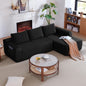 104" Cloud Sectional Sofa with L-Shape Chaise and Side Pockets , Modern Modular Design, with side pockets, Upholstered Couch for Living Room/Bedroom, No Assembly Required (CorduroyFabric),Black, Right