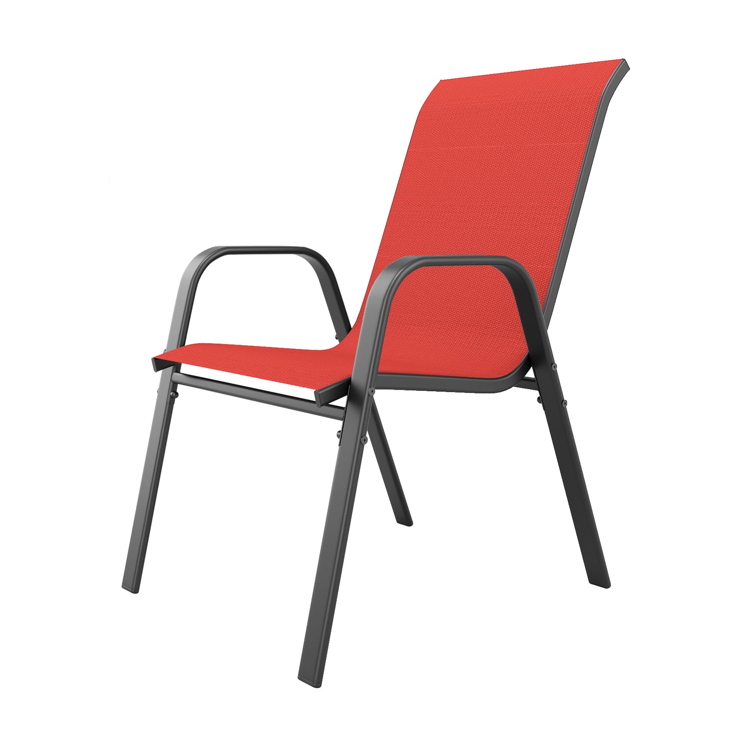 6-Piece Black+Red Outdoor Patio Seating Set - Rust Resistant Frame