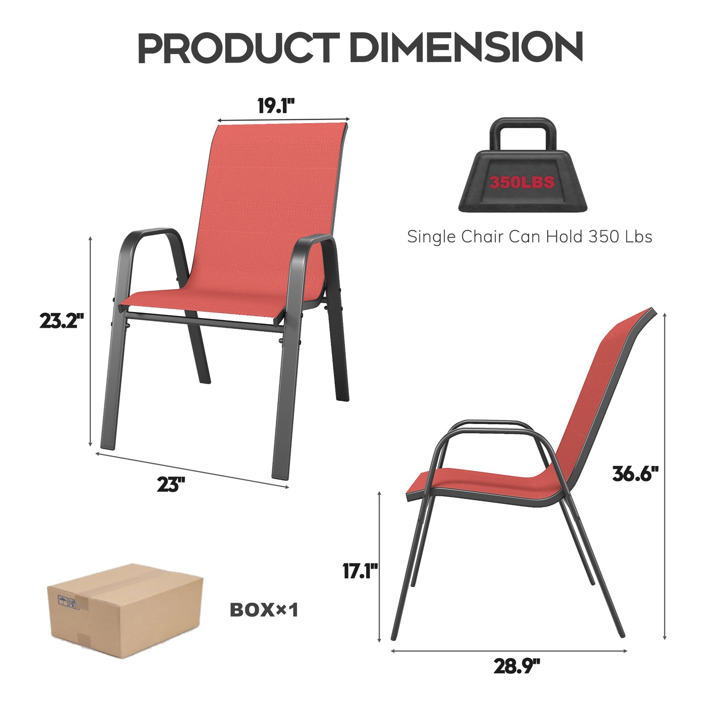 6-Piece Black+Red Outdoor Patio Seating Set - Rust Resistant Frame