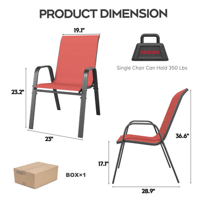 6-Piece Black+Red Outdoor Patio Seating Set - Rust Resistant Frame