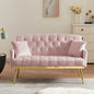 PINK Velvet Small Sofa with Gold Metal Legs