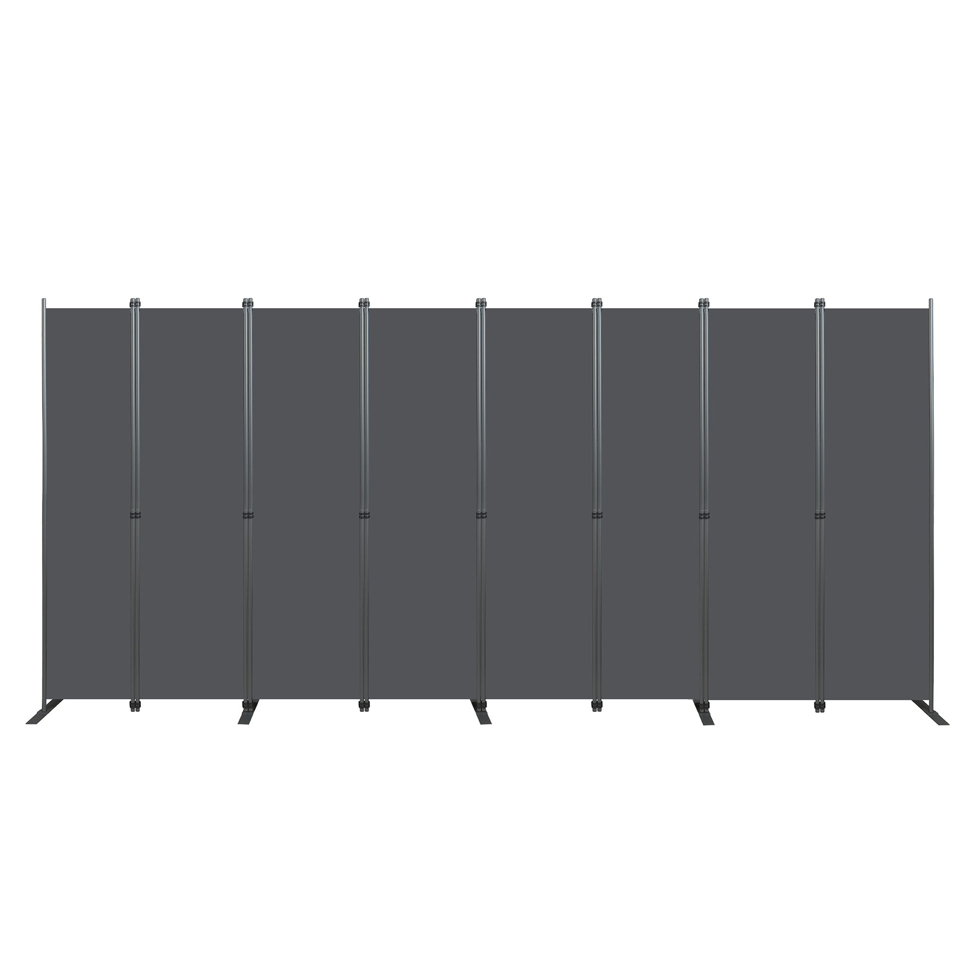 Room Divider 8-Panel -159" W × 71 "H Folding Privacy Screen for Indoor Space, Heavy-Duty Metal Frame & Polyester Fabric Portable Freestanding Partition for Bedroom,Office & Living Room-Black Gray