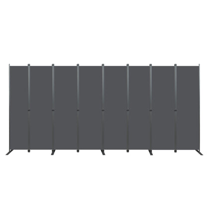 Room Divider 8-Panel -159" W × 71 "H Folding Privacy Screen for Indoor Space, Heavy-Duty Metal Frame & Polyester Fabric Portable Freestanding Partition for Bedroom,Office & Living Room-Black Gray