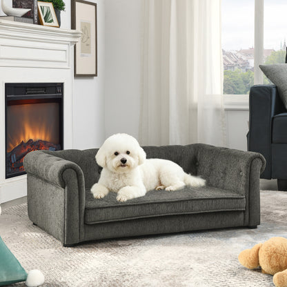 Elegant Rectangle Pet Bed for Small and Medium  Dogs, Durable Elevated Dog Sofa Bed, Comfortable Dog Couch, Modern and Stylish Dog Sofa for Small and Medium Dogs,Dark grey