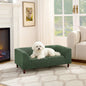 Pet sofa with backrest and armrests, modern rectangular pet sofa suitable for small and medium dogs, soft cushion comfortable dog sofa,-OLIVE GREEN