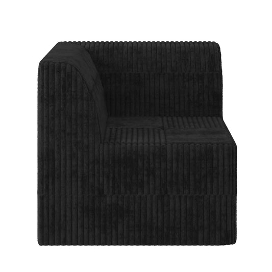 Corner Sofa Only, Compressed Sectional Corner Module, Modern Minimalist Corduroy Couch, Sleeper Corner Sofa for Living Room Bedroom, Comfy Space‑Efficient Compressed Corner Sofa‑black