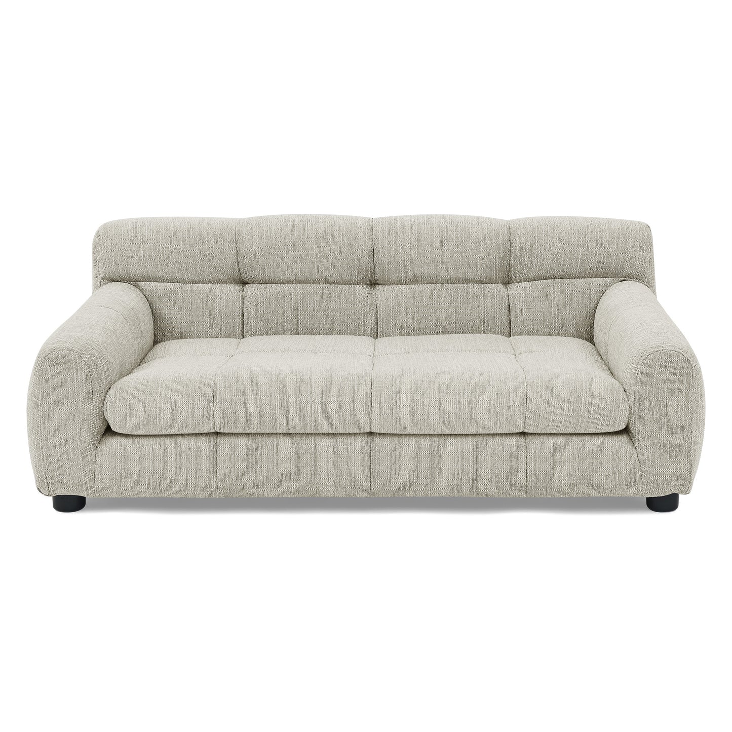 Soft Beige Foam Pet Sofa with Backrest & Armrests - Large Dog Bed