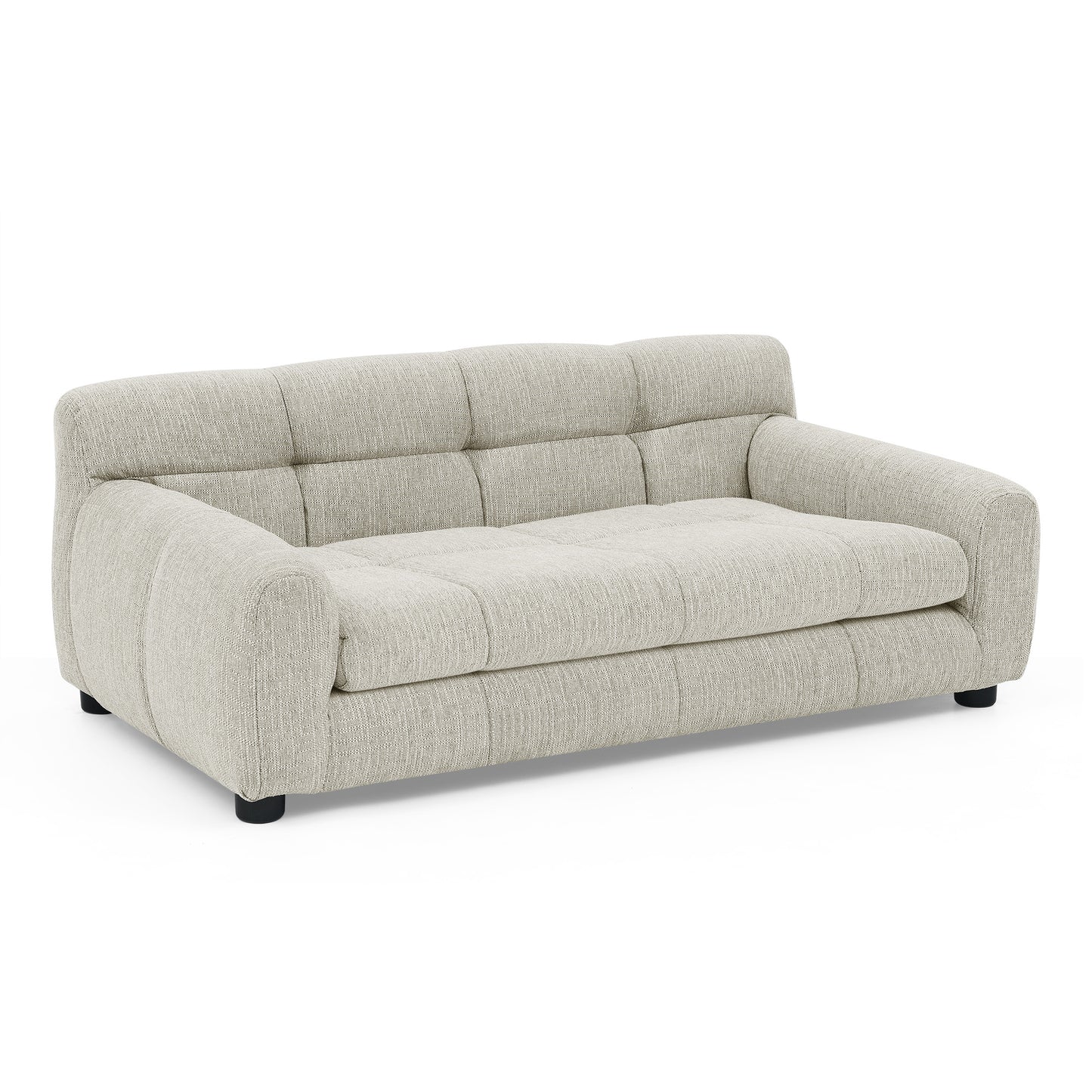 Soft Beige Foam Pet Sofa with Backrest & Armrests - Large Dog Bed