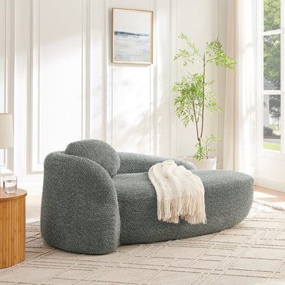 Dark Gray Oval Lazy Sofa Chair with Pillow - Compact Lounge for Bedroom