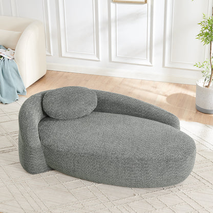 Dark Gray Oval Lazy Sofa Chair with Pillow - Compact Lounge for Bedroom