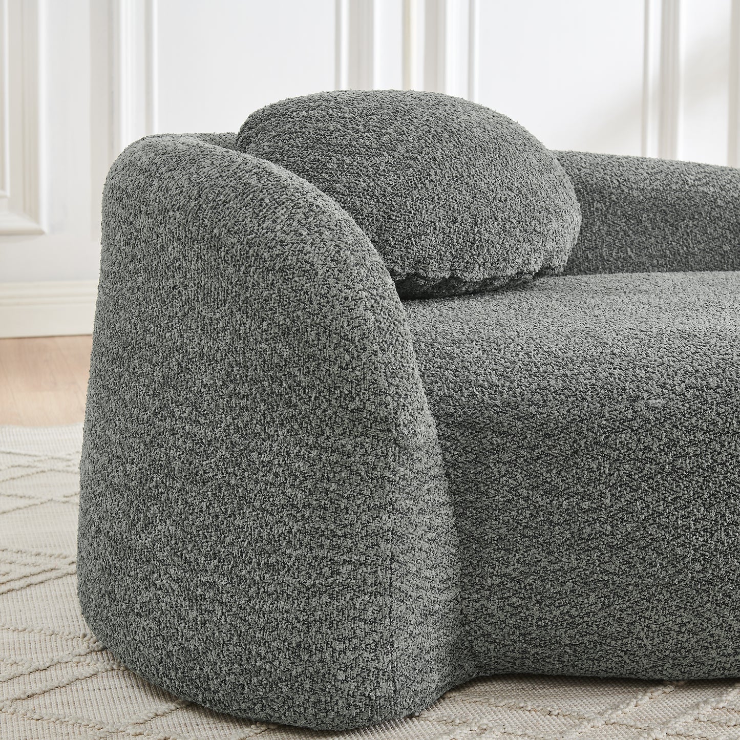 Dark Gray Oval Lazy Sofa Chair with Pillow - Compact Lounge for Bedroom