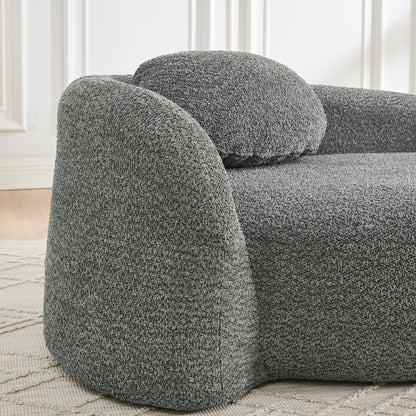 Dark Gray Oval Lazy Sofa Chair with Pillow - Compact Lounge for Bedroom