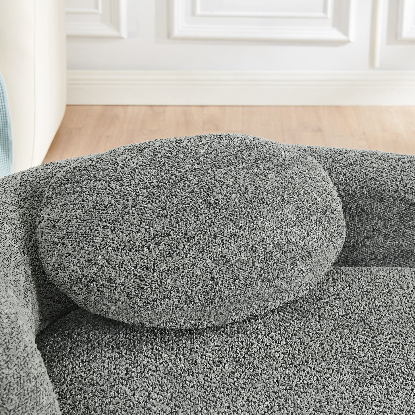 Dark Gray Oval Lazy Sofa Chair with Pillow - Compact Lounge for Bedroom