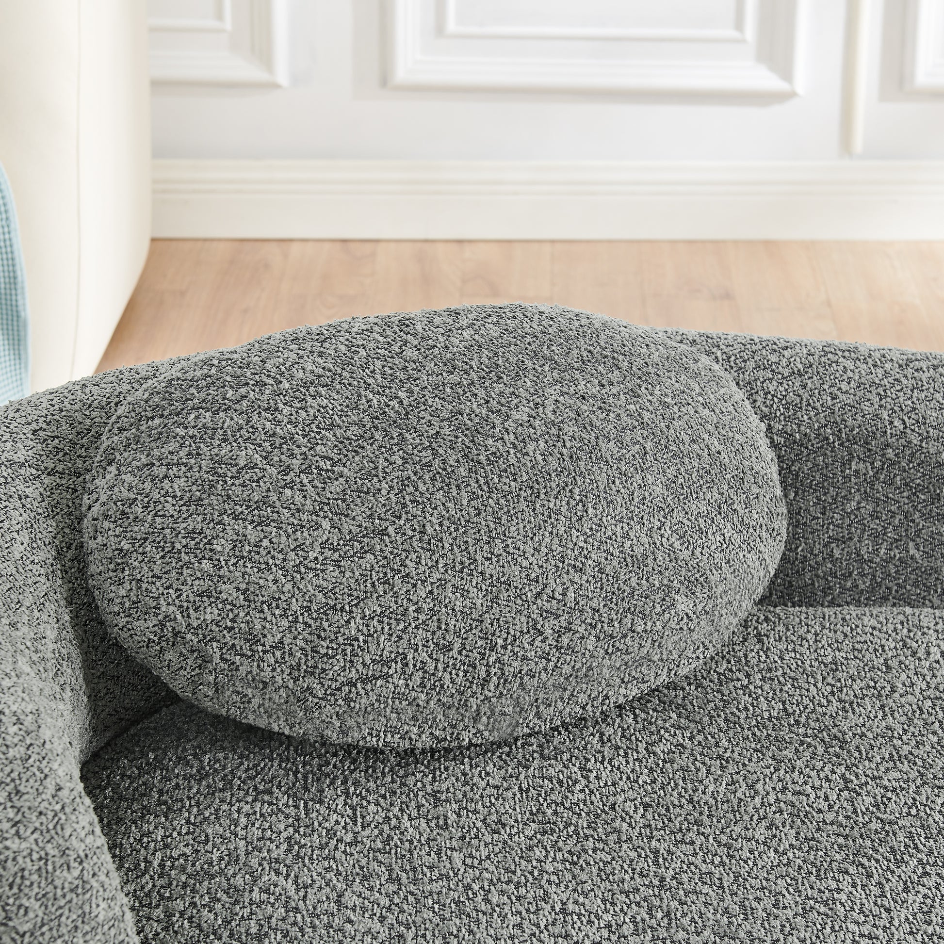 Dark Gray Oval Lazy Sofa Chair with Pillow - Compact Lounge for Bedroom