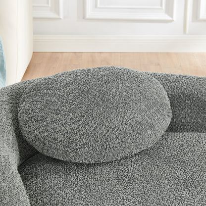 Dark Gray Oval Lazy Sofa Chair with Pillow - Compact Lounge for Bedroom